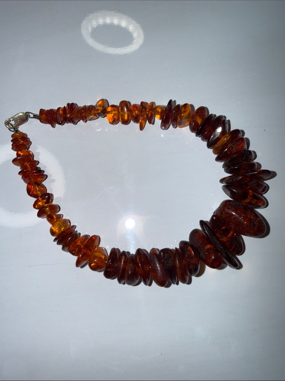 Amber Beaded bracelet - Rich Cognac Brown 925